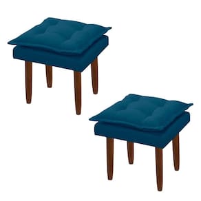 Kit 02 Puff Maria Para Sala De Tv E Estar Quarto Confortável Suede Azul Marinho Mabe Magazine