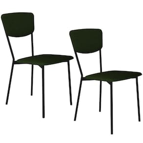 Kit 02 Cadeira Para Sala De Jantar Village Preto C01 Linho Verde Musgo - Lyam Decor