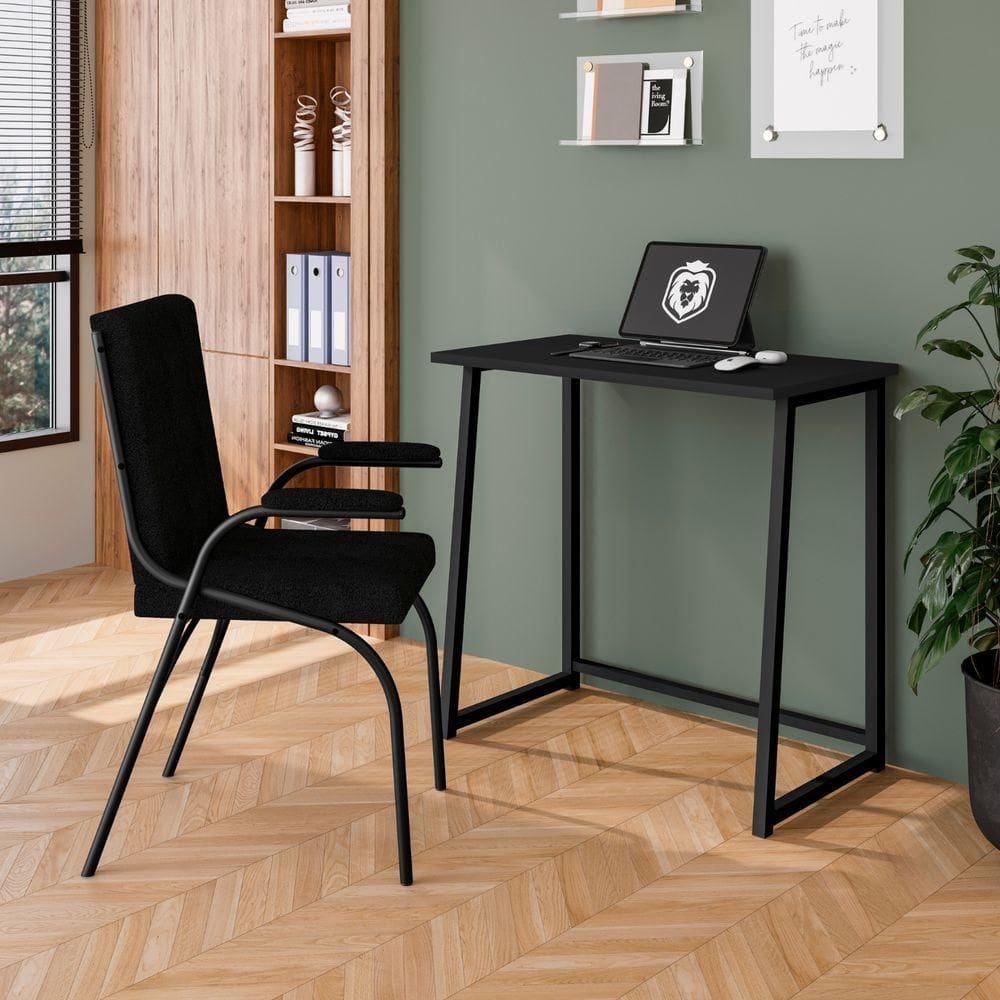Mesa Escrivaninha Dobrável Para Notebook Aço Fit Preto