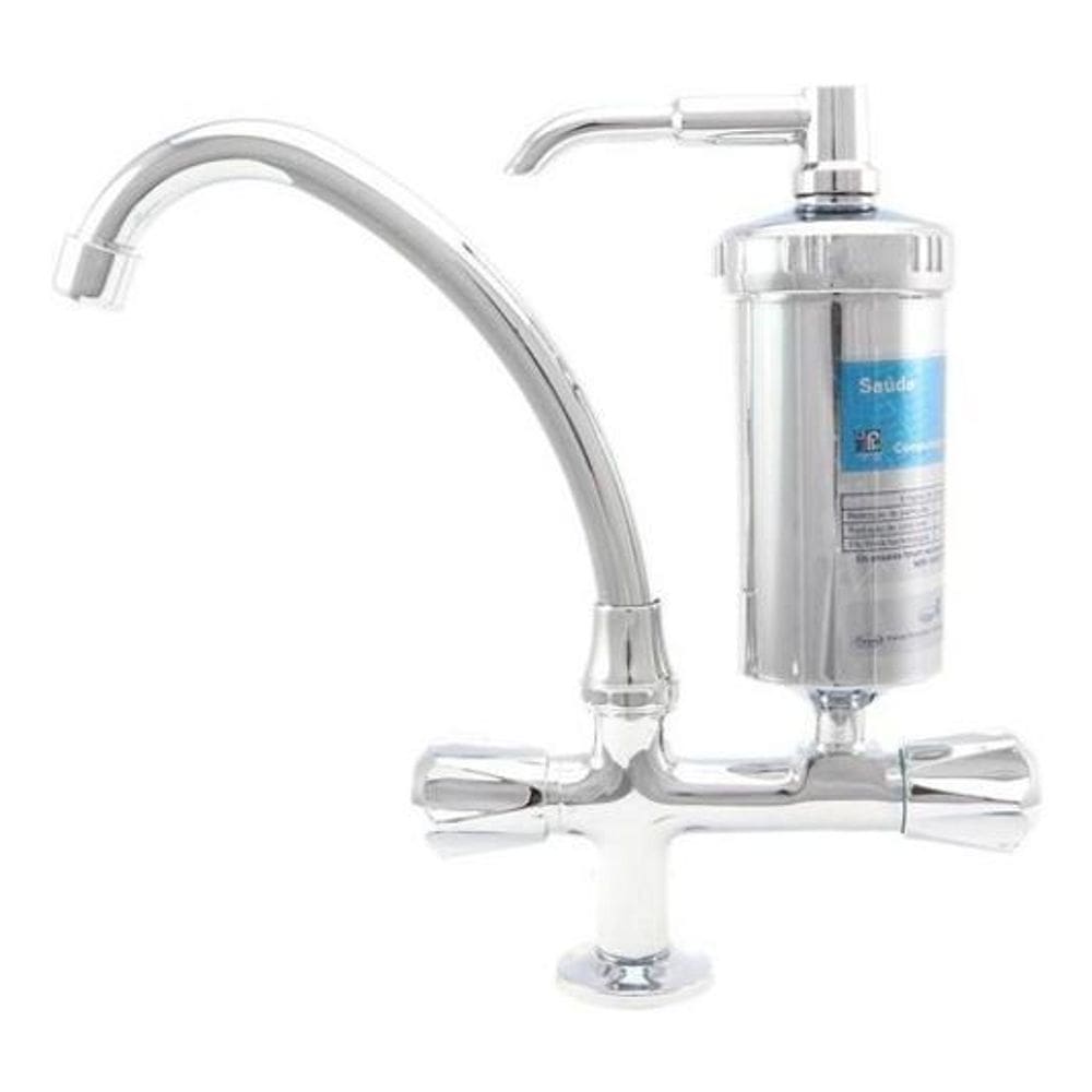 Torneira Para Cozinha De Mesa Bica Móvel Com Filtro Cromada