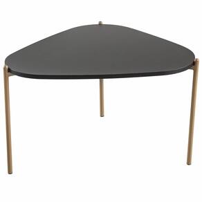 Mesa De Centro Para Sala De Estar Pés Metálicos Alta Adek A03 Nero Dourado - Lyam Decor