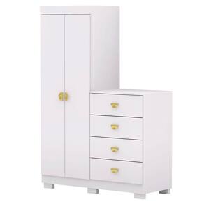Cômoda Guarda-roupa Com 4 Gavetas E 5 Prateleiras Cristine Branco/camarim