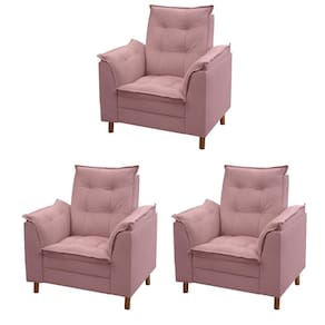 Kit 03 Poltronas Isa Escritório Consultório Recepção Suede Rose - Mabe Magazine