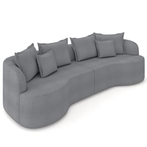 Sofá 4 Lugares 290cm Orgânico Quito K04 Boucle Grafite - Mpozenato
