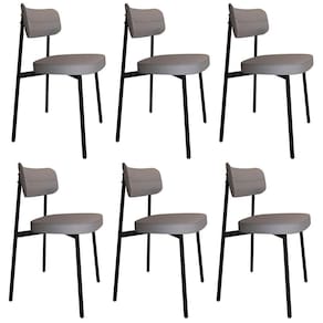 Cadeira De Jantar Estofada Kit 6 Ella M25 Linho Cinza Cl - Mpozenato