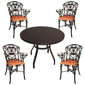 4 Cadeiras E Mesa Tampo Ripado Aluminio Para Cozinha Jantar Piscina Jardim Marrom