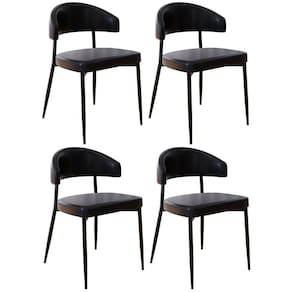 Cadeira De Jantar Estofada Kit 4 Chloe M25 Sintético Preto - Mpozenato