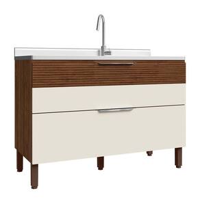 Balcão De Cozinha Com Pia 120cm 1 Porta Dora Z06 Nogueira/off - Mpozenato