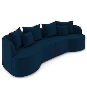 Sofá 3 Lugares 210cm Orgânico Quito Z08 Veludo Azul Marinho - Mpozenato