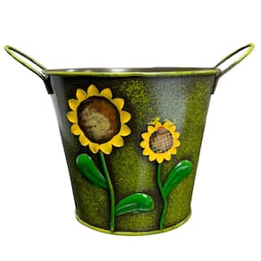 Vaso Cachepô Decorativo Lata Alça (Girassois) TOP GARDEN