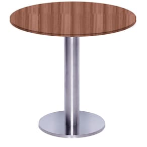 Mesa Beta Big Inox 75 Cm (alt) Disco Redondo Tampo Mdp Redondo 80 Cm (larg) X 2,50 Cm (alt) Walnut