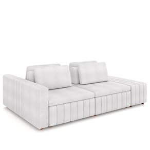 Sofá Ilha E Puff Sala Living 285cm Siesta M22 Boucle Branco - Mpozenato