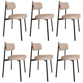 Cadeira De Jantar Estofada Kit 6 Ella M25 Linho Areia - Mpozenato