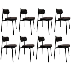 Cadeira De Jantar Estofada Kit 8 Ella M25 Sintético Preto - Mpozenato