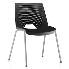 Cadeira Empilhável Fixa Liked F02 Base Aço Cinza Preto - Lyam Decor