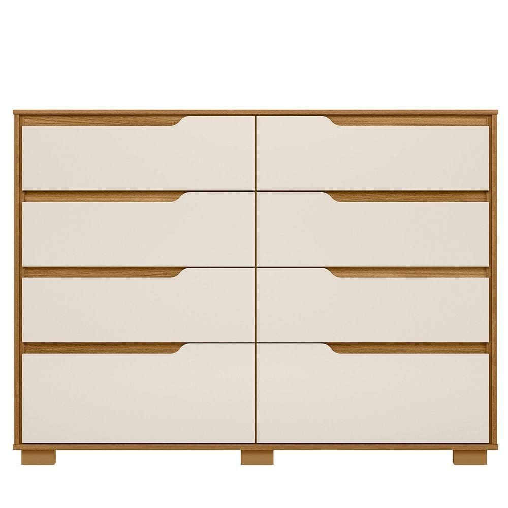 Cômoda Para Quarto 8 Gavetas 147cm Parma M07 Freijó-off White - Mpozenato