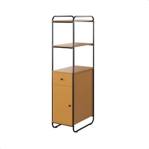 Estante Estilo Industrial De Aço Com Gaveta E Porta Criare Canela