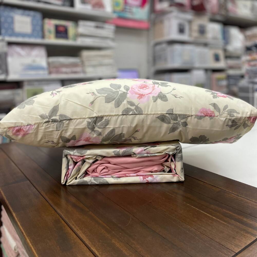 Jogo de Cama Casal Hypercal 400 fios Aveludado 04 peças MT - Rosas Rosa