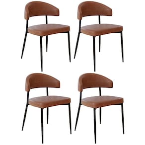 Cadeira De Jantar Estofada Kit 4 Chloe M25 Sintético Whisky - Mpozenato
