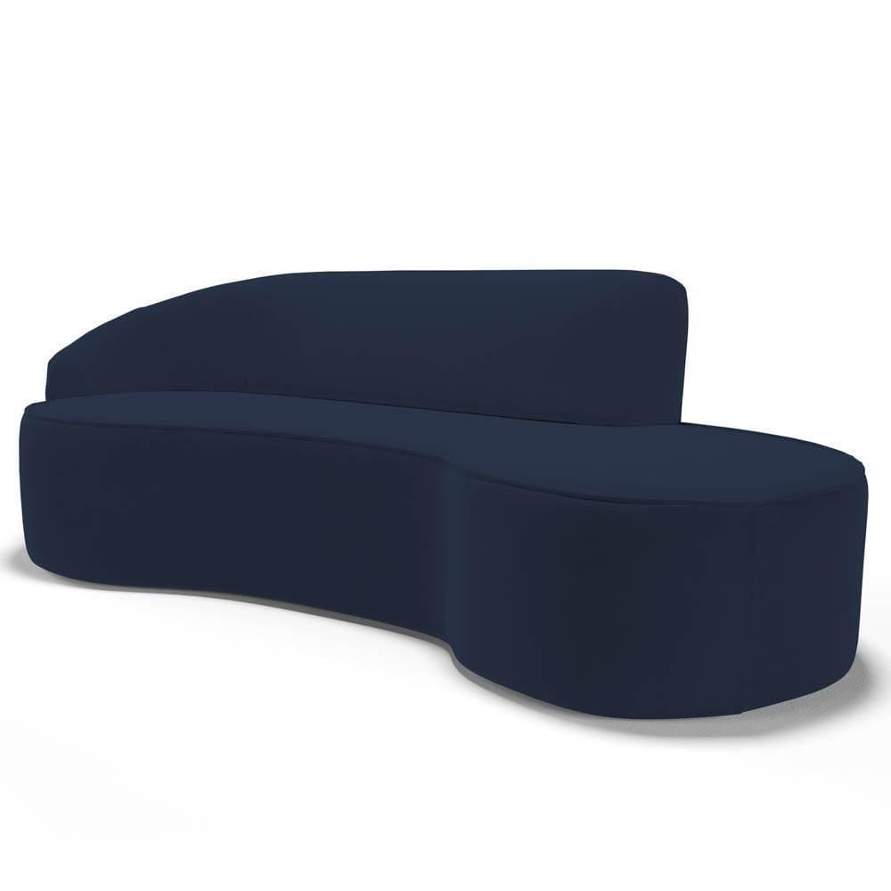 Sofá Living 4 Lugares 300cm Braço Esquerdo Mozart D06 Veludo Azul - Mpozenato