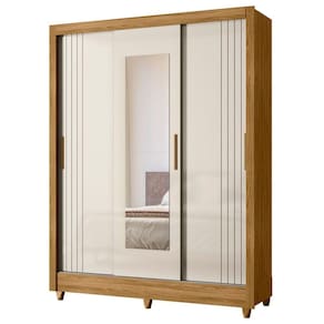 Guarda Roupa Solteiro Espelho 3 Portas Viena M07 Freijó/off - Mpozenato