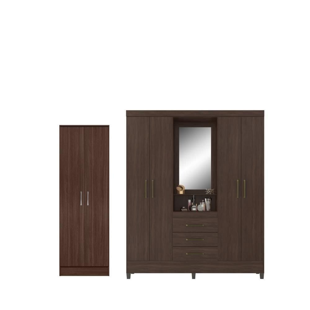 Jogo Guarda Roupa 4 Portas E Sapateira Cafe Touch