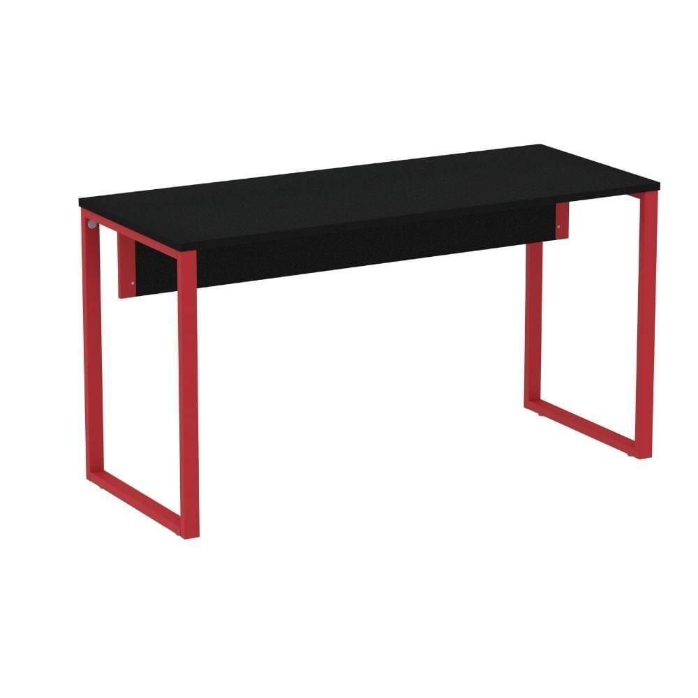 Mesa Escritório P25 Tub Pandin 120 Cm (larg) Tampo Mdp Preto Pé Aço Tubular Vermelho