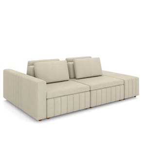 Sofá Ilha E Puff Sala Living 245cm Siesta M22 Linho Areia - Mpozenato