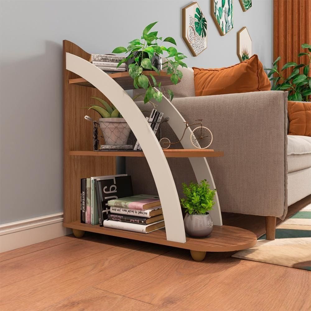 Mesa Apoio Mdf Sala De Estar 70 Cm 4503 Cedro Off White Arly