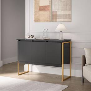 Buffet Luxuoso 3 Portas Barcelona - Preto Dourado Preto Dourado