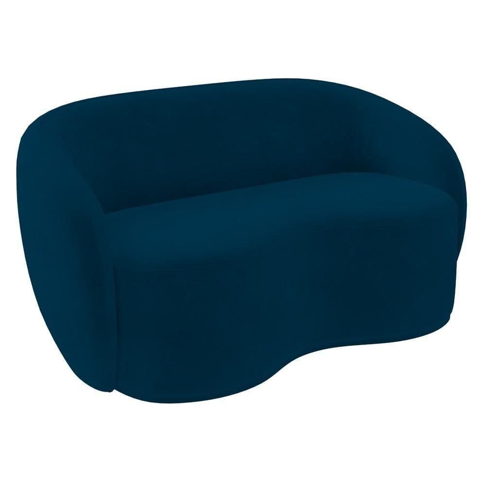 Sofá 2 Lugares Living Orgânico Sala De Estar 160cm Garbin K04 Veludo Azul Marinho - Mpozenato