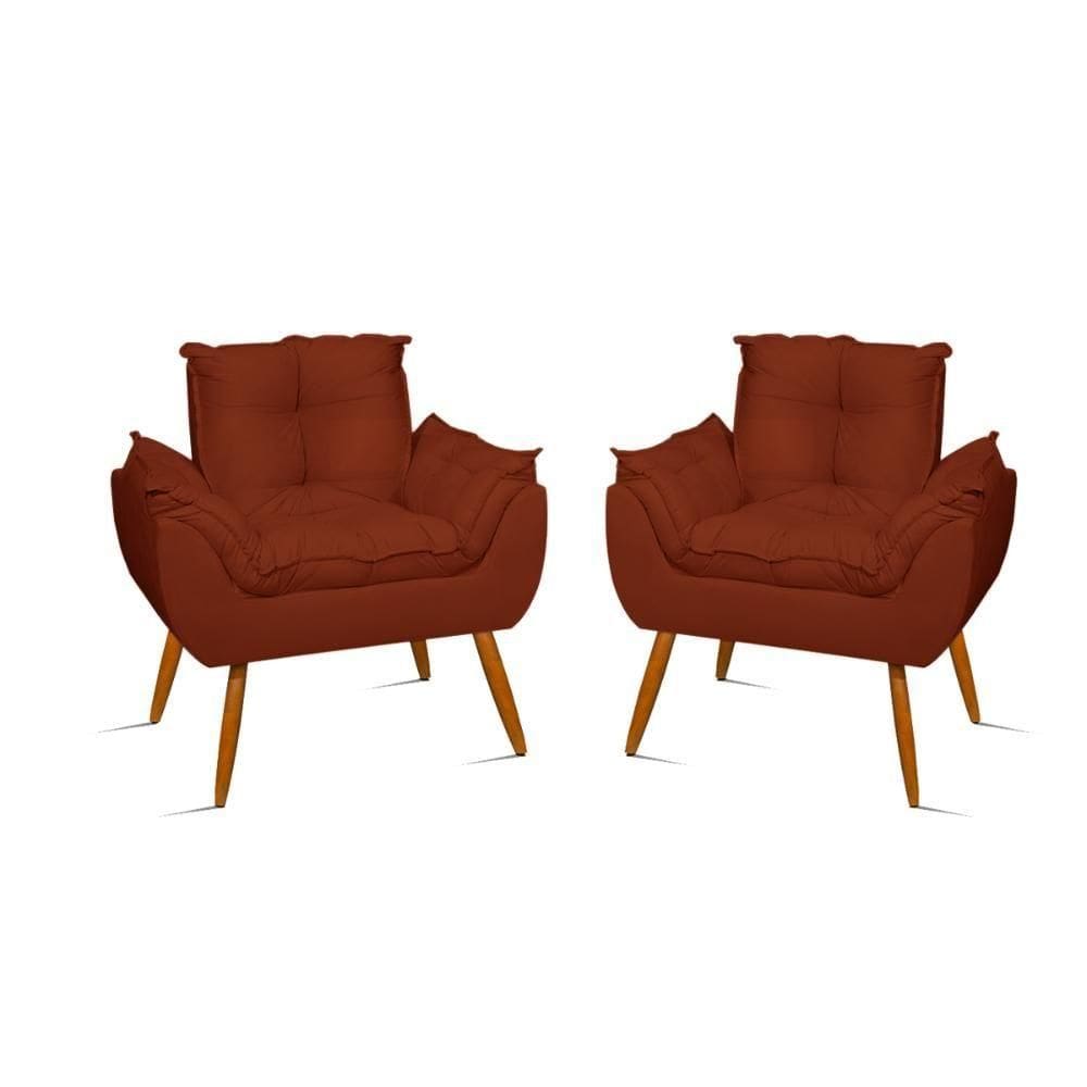 Kit 02 Poltronas Decorativas Opala Pés Palito - Sala Terracota
