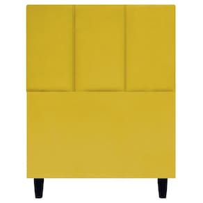 Cabeceira Estofada Para Cama Box Solteiro 90 Cm Classic Suede Amarelo Suede