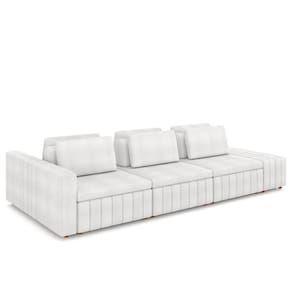 Sofá Ilha E Puff Sala Living 395cm Siesta M22 Boucle Branco - Mpozenato