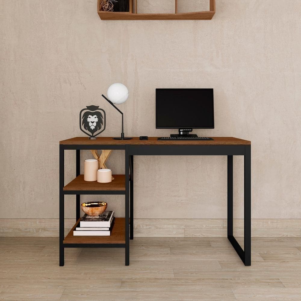 Home Office Slim Compacto Quarto Escritório Canela Rustico