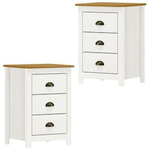 Kit 02 Mesas De Cabeceira Madeira Maciça 46 Cm 9130 Branco Freijo Milani Store