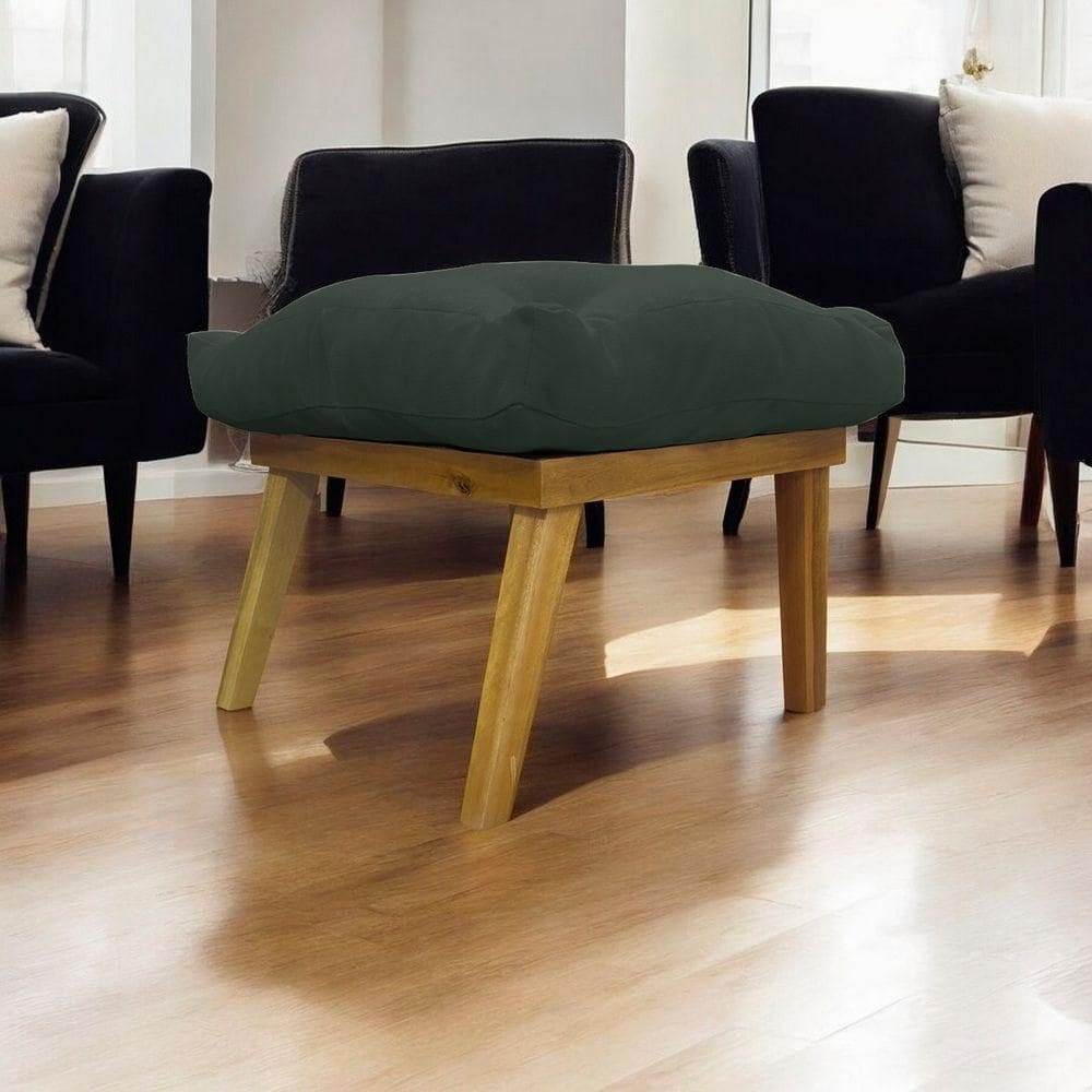 Puff Marty Decorativo Retangular Linho Verde