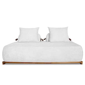 Sofá 3 Lugares 220cm Ilha Base Madeira Viero S06 Boucle Branco - Mpozenato