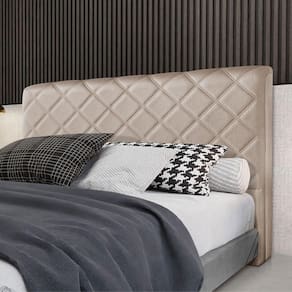 Cabeceira Cama Box King 1,93m Estofada Capri Linho Bege