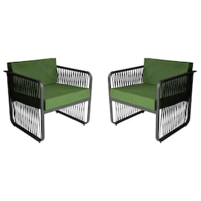 Conjunto 2 Poltronas área Externa Corda Náutica Santiago Preto-verde