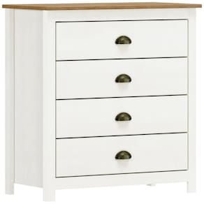 Comoda 4 Gavetas Madeira Maciça 80 Cm 9101 Branco Freijo Milani Store