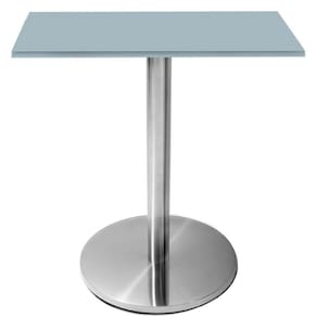 Mesa Beta Inox 75 Cm (altura) Disco Redondo Tampo Mdp Quadrado 80 Cm (larg) X 2,50 Cm (alt) Cinza