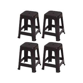Kit 4 Banqueta Plástico Empilhável Cozinha Preto Mor