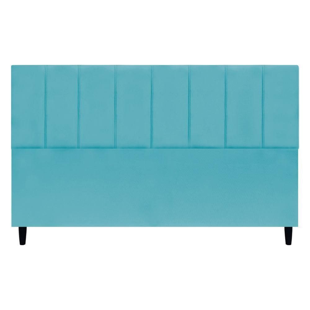 Cabeceira Para Cama Box King Size 195 Cm Classic Suede Azul-turquesa Suede