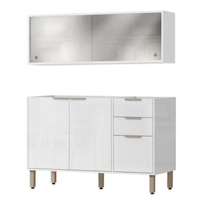 Armario Aereo E Balcao 120 Cm Glor Abgl02 Branco Neve Mxm