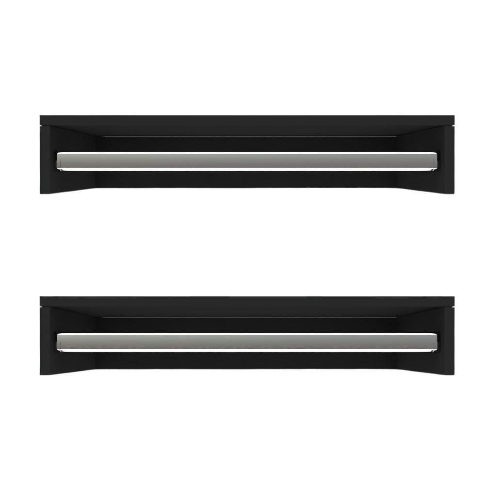 Kit 2 Cabideiro De Parede Suspenso 80x25x11,5 Preto