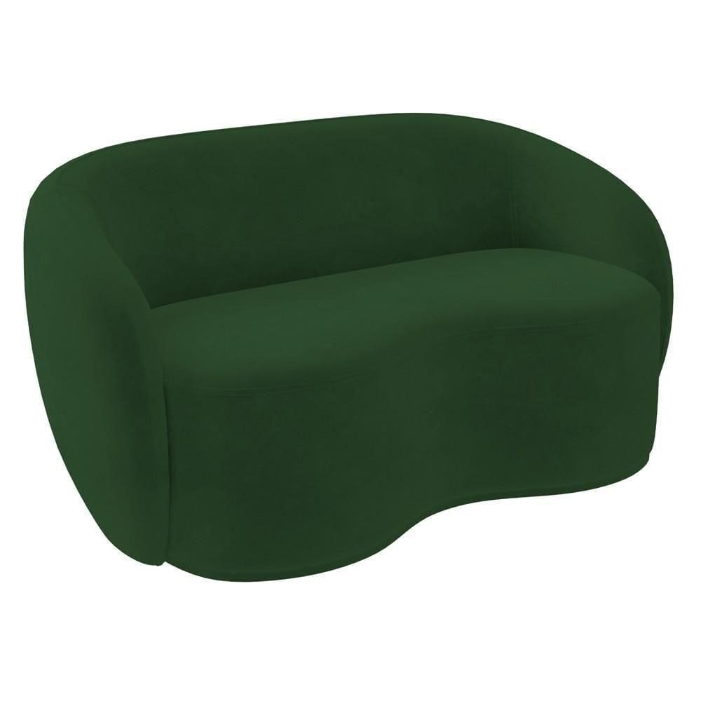 Sofá 2 Lugares Living Orgânico Sala De Estar 160cm Garbin K04 Veludo Verde - Mpozenato