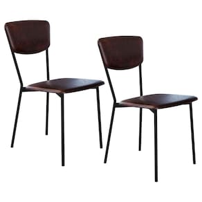 Kit 02 Cadeira Para Sala De Jantar Village Preto C01 Courino Café - Lyam Decor