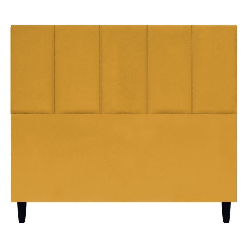 Cabeceira Estofada Para Cama Box Casal 140 Cm Classic Suede Mostarda Suede
