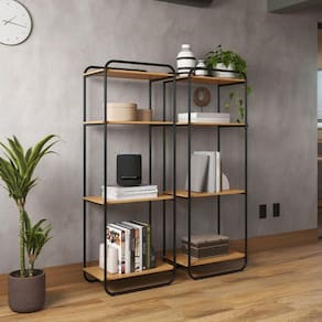 Estante Estilo Industrial Com Prateleiras Em Madeira Criare Canela